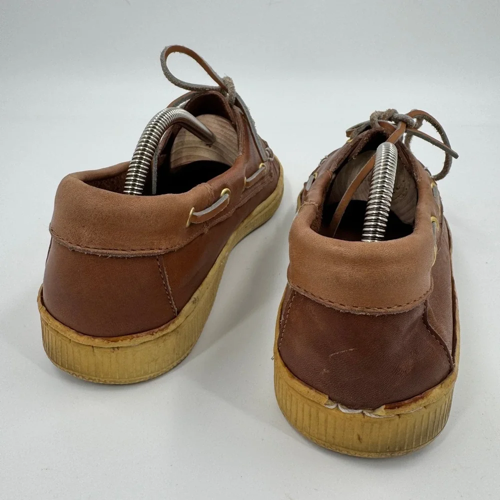 Vintage Coach Leather‎ Boat Shoes Tan Brown Made in Italy Deck Shoes Mens 8.5